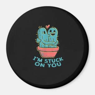 Cactus Joke Im Stuck On You Retro Succulent Couple Magnet
