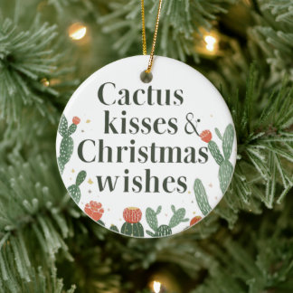 Cactus Kisses & Christmas Wishes – A Double-Sided  Ceramic Ornament