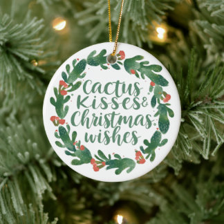 Cactus Kisses & Christmas Wishes – A Double-Sided  Ceramic Ornament