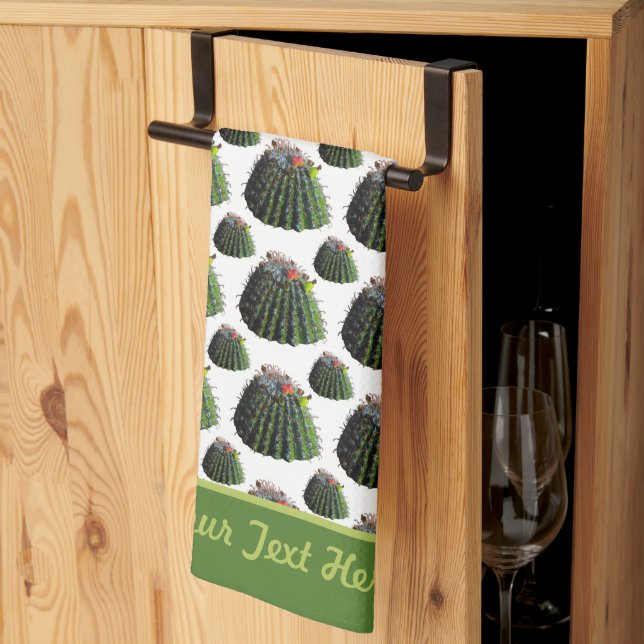 Cactus Kitchen Towel - Optional Personalisation (Thirds Fold)
