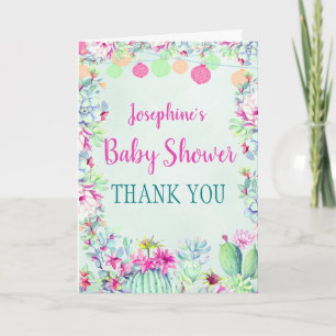 Cactus Lantern Fiesta Baby Shower Thank You Card