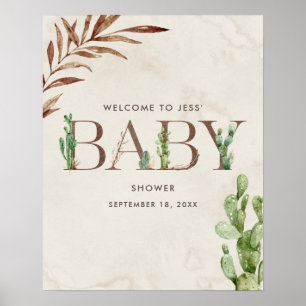 Cactus Leather Baby Shower Welcome  Poster