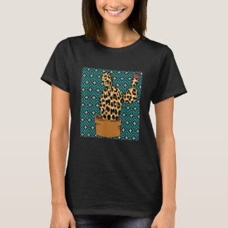Cactus Leopard Cinco De Mayo Cute Cacti Animal Pri T-Shirt
