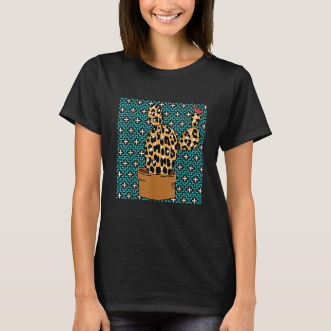 Cactus Leopard Cinco De Mayo Cute Cacti Animal Pri T-Shirt (Front)