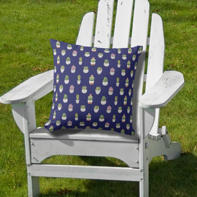 Cactus Life, Deep Blue Background Cushion (Creator Uploaded)