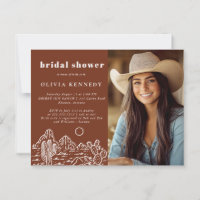 Cactus Line Art Desert Photo Bridal Shower Invite 