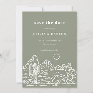 Cactus Line Art Desert Photo Save the Date  Invitation