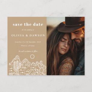 Cactus Line Art Desert Photo Save the Date   Postcard