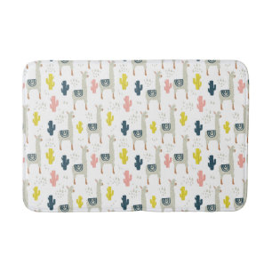 Cactus & Llamas Pattern Bath Mat
