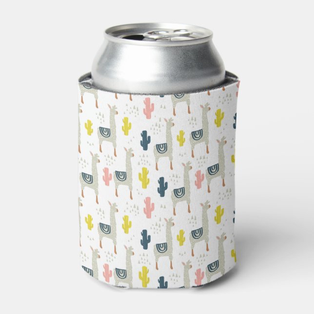 Cactus & Llamas Pattern Can Cooler (Can Front)