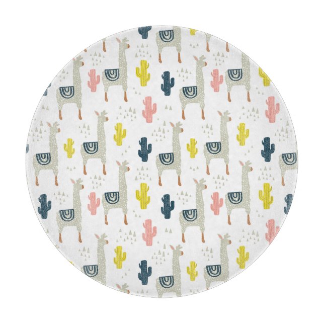 Cactus & Llamas Pattern Cutting Board (Front)