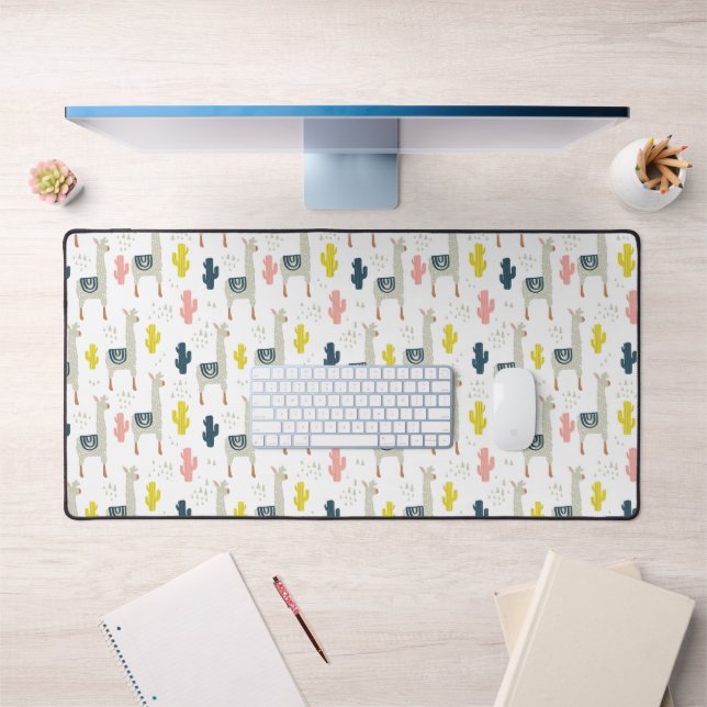 Cactus & Llamas Pattern Desk Mat (Office 1)