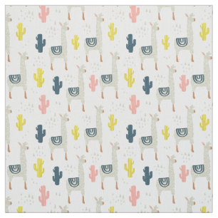 Cactus & Llamas Pattern Fabric