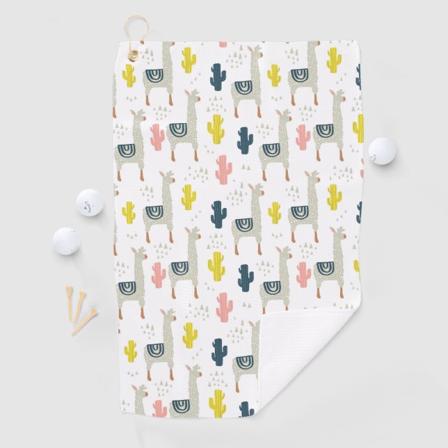 Cactus & Llamas Pattern Golf Towel (InSitu)