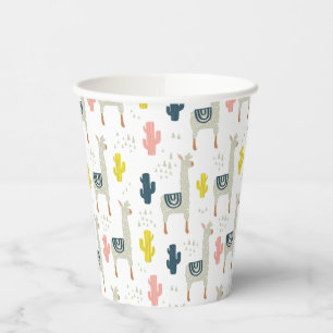 Cactus & Llamas Pattern Paper Cups