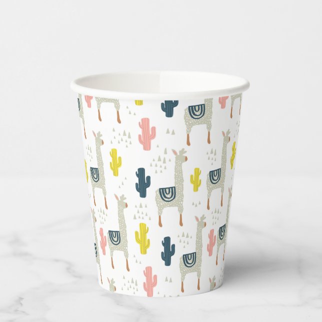Cactus & Llamas Pattern Paper Cups (Left)