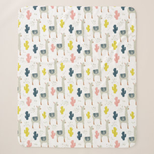 Cactus & Llamas Pattern Sherpa Blanket