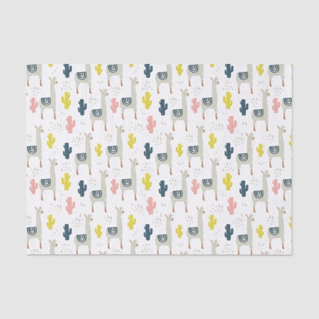 Cactus & Llamas Pattern Tissue Paper (Front)