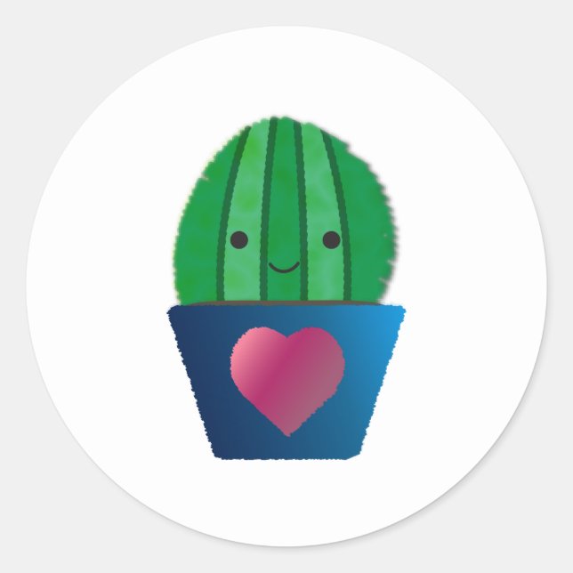 Cactus Love Classic Round Sticker (Front)