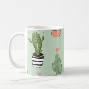 Cactus Love: Cute Cartoon Pattern. Coffee Mug