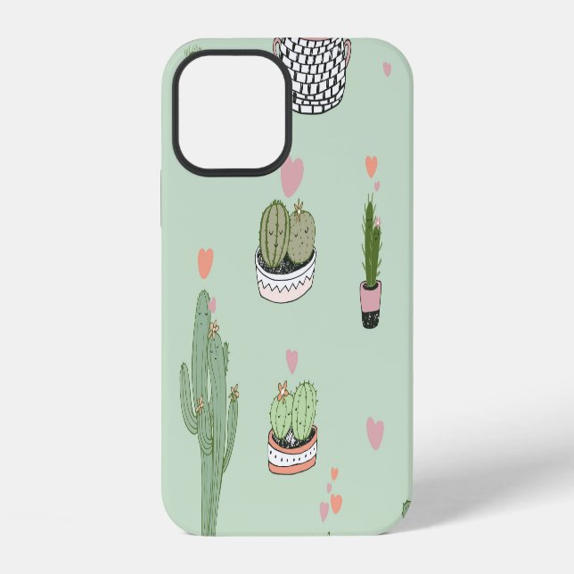 Cactus Love: Cute Cartoon Pattern. iPhone Case (Back)