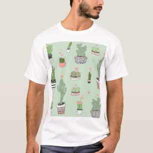 Cactus Love: Cute Cartoon Pattern. T-Shirt