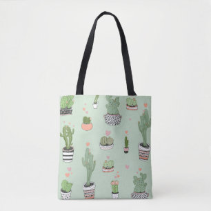 Cactus Love: Cute Cartoon Pattern. Tote Bag