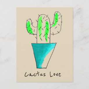 Cactus love Mexican desert cute illustration Postcard