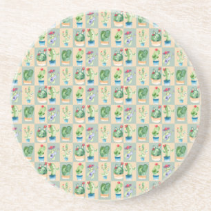cactus love - watercolor coaster
