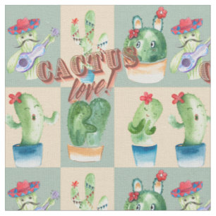 cactus love - watercolor, design with cactus and t fabric