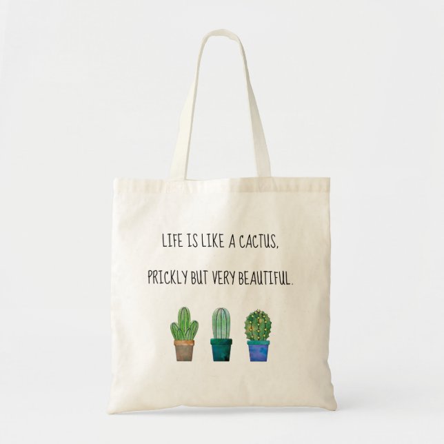 Cactus lover bag with 3 cactus drawings (Front)