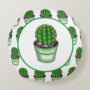Cactus Makes Perfect   Plant Pun   Round Cushion