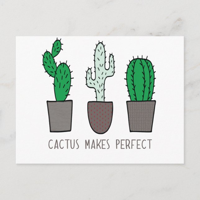 Cactus Makes Perfect Pun Postcard (Front)