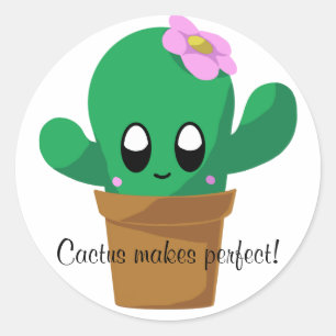Cactus Makes Perfect round sticker
