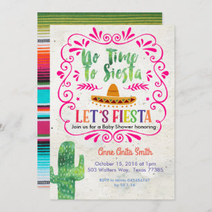 Cactus Mexican Baby shower Invitation Gold