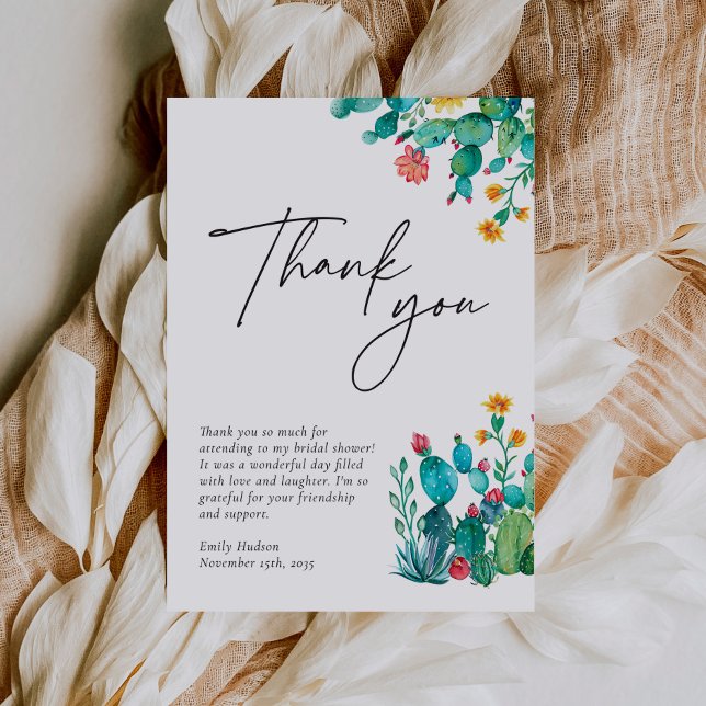Cactus Mexican Fiesta Bridal Shower Thank You Card (Creator Uploaded)