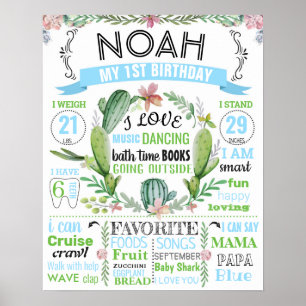 Cactus Mexican Fiesta succulent flowers Birthday Poster