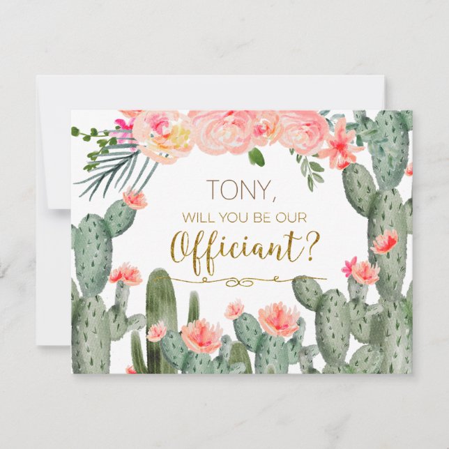 Cactus Mexican Will You Be Our Officiant Card (Front)