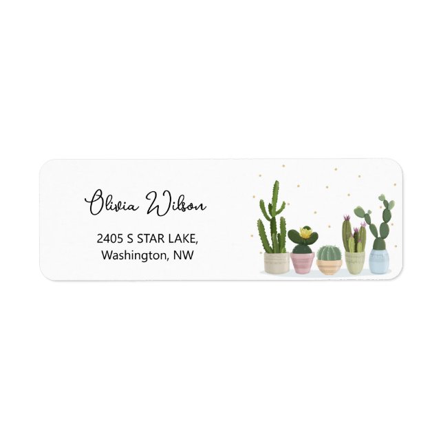 Cactus Minimalist Return Address Return Address Label (Front)