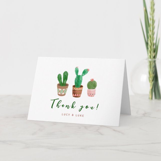 Cactus Modern Succulent Thank You Card (Front)