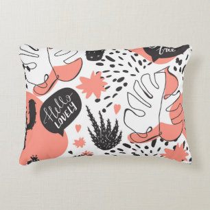 Cactus, monstera: modern seamless pattern. decorative cushion