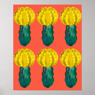 Cactus, Moon Cactus, Green Yellow Orange Poster