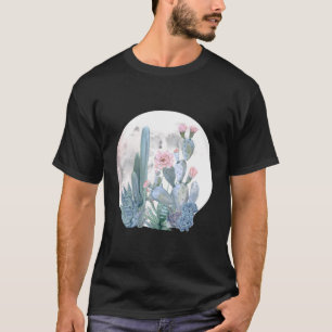 Cactus Moon Succulents Desert Nights Cacti By Natu T-Shirt