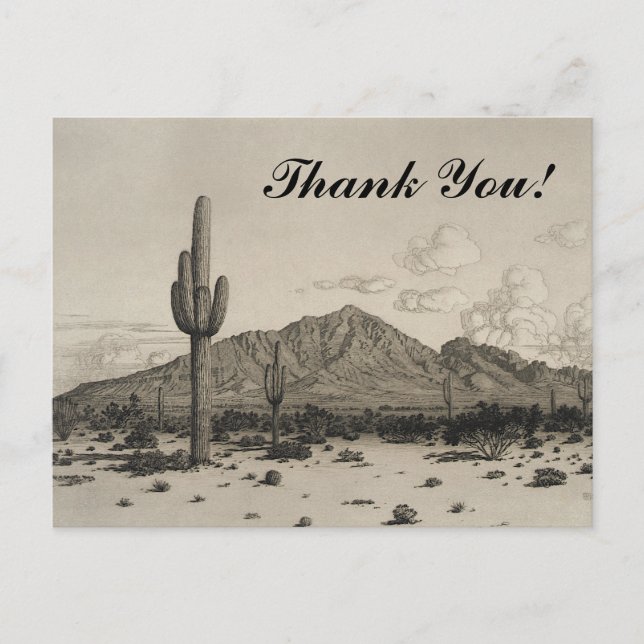 Cactus, Mountain, Desert "Thank You!" Postcard (Front)