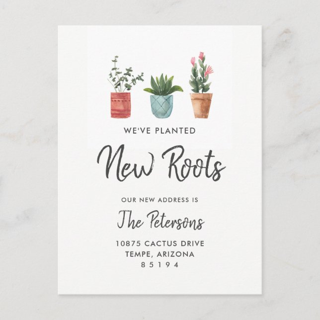 Cactus Moving Announcement | New Roots (Front)