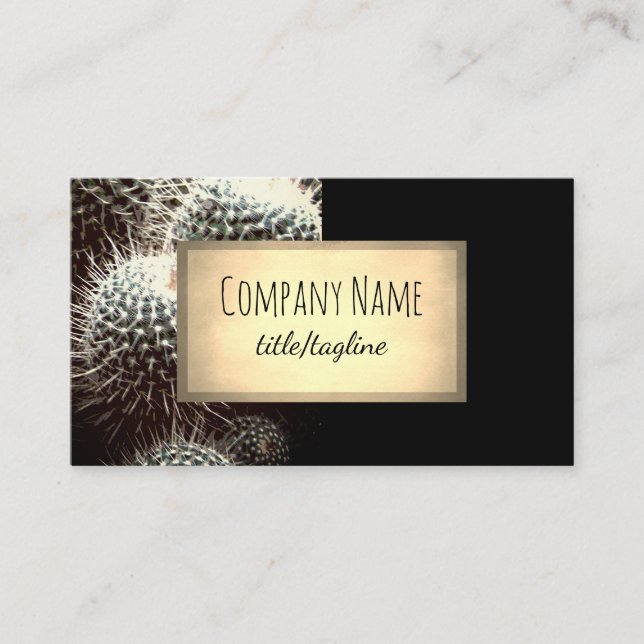 cactus nature plants black and sepia  business card (Front)