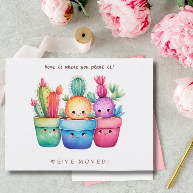 Cactus New Home Moving Announcement Watercolor  Postcard (Creator Uploaded)