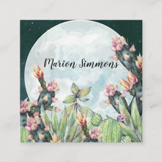 Cactus Night Desert Stars | Social Media Square Business Card (Front)