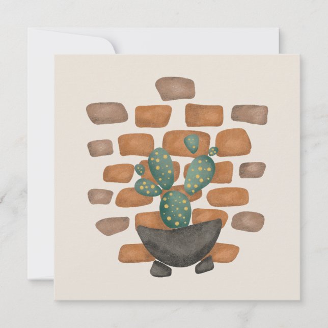 Cactus Oasis: Brick Wall Decor Inspired by Nature Holiday Card (Front)