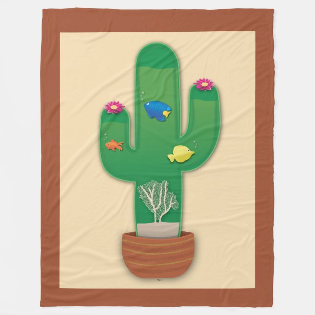 Cactus Oasis Fleece Blanket (Front)